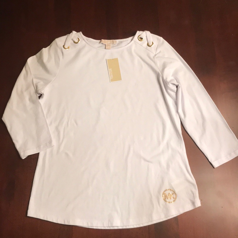 White Michael Kors Logo Top NWT!!